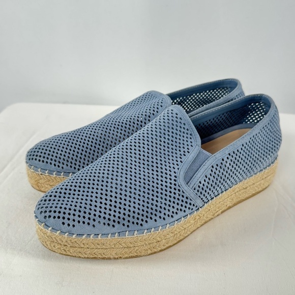 Steve Madden Wright Leather Perforated Slip-On Espadrille Sneakers in Blue Sz 9 - Picture 8 of 10